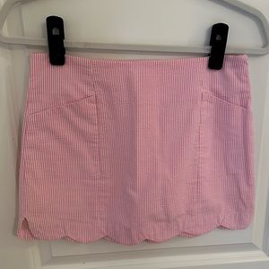 Lilly Pulitzer light pink seersucker scallop hem mini skirt size 00